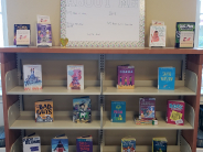 A children's book display with a lot of middle grade books.