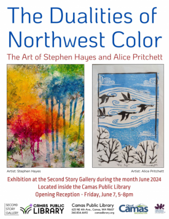 Second Story Gallery presents artwork from two local artists: Printmaker Alice Pritchett and Painter Stephen Hayes. 